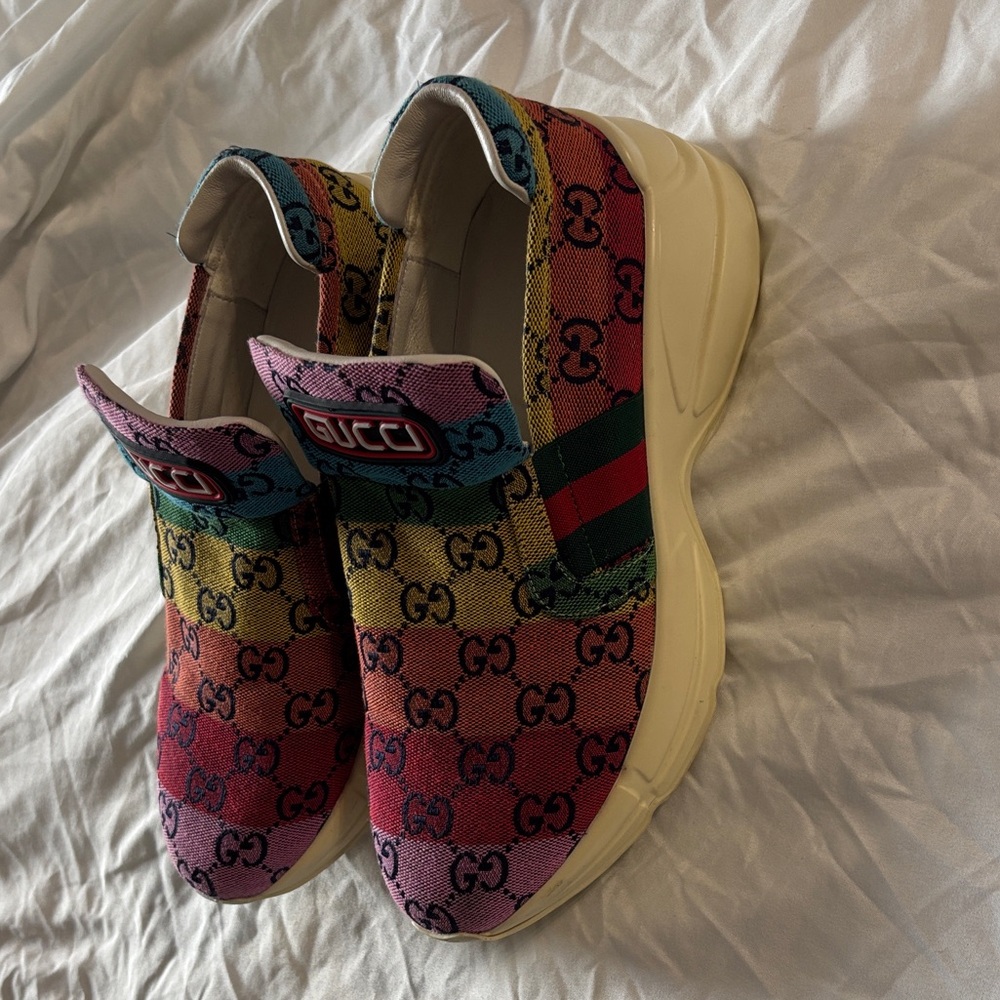 Gucci Rython GG Multi-Color Platform Sneakers Size 8 - Picture 7 of 13